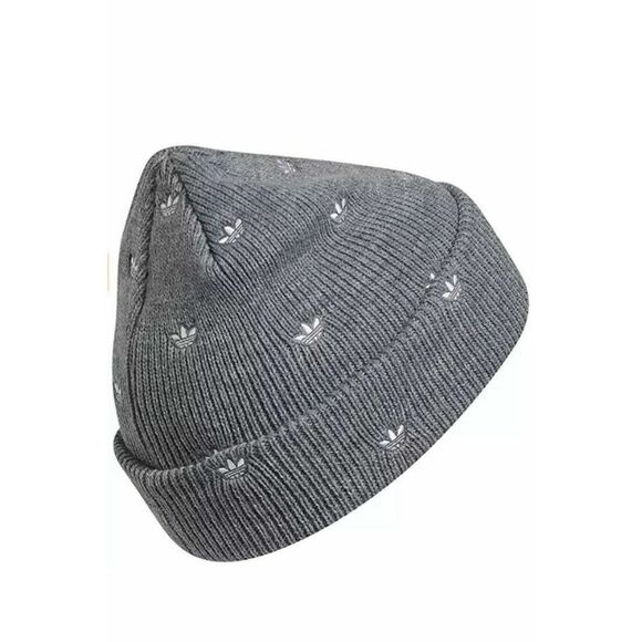 adidas Originals Women's Heather Grey/White Allover Print Embroidery Beanie - Picture 2 of 3